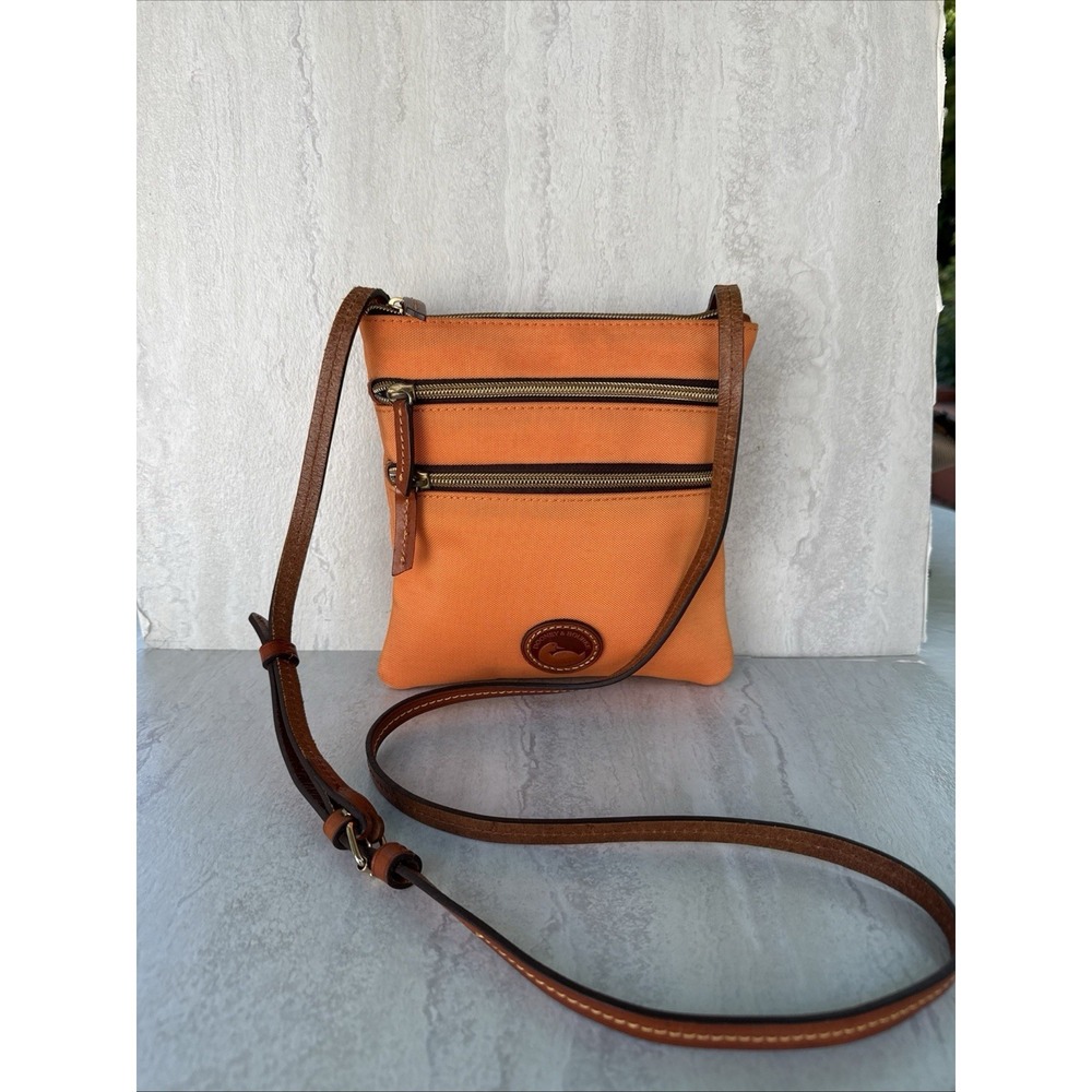 Dooney & Bourke Nylon Orange North South Triple Zip Crossbody #7626